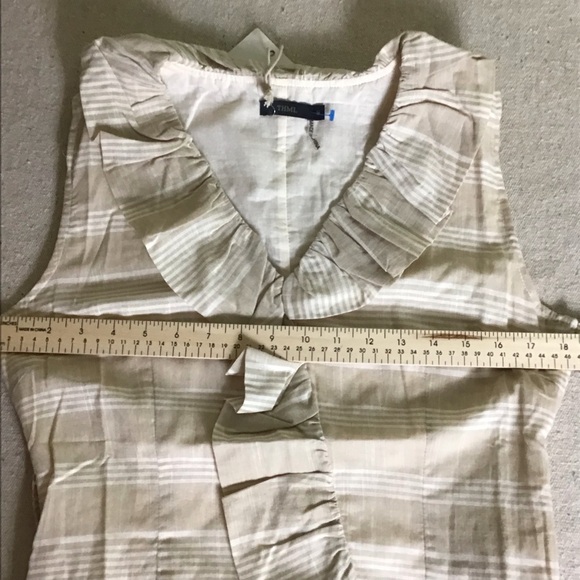 THML Dress Women Sz Medium NWT Tan Summer Sleeveless lined Ruffle knee l… - Picture 5 of 9